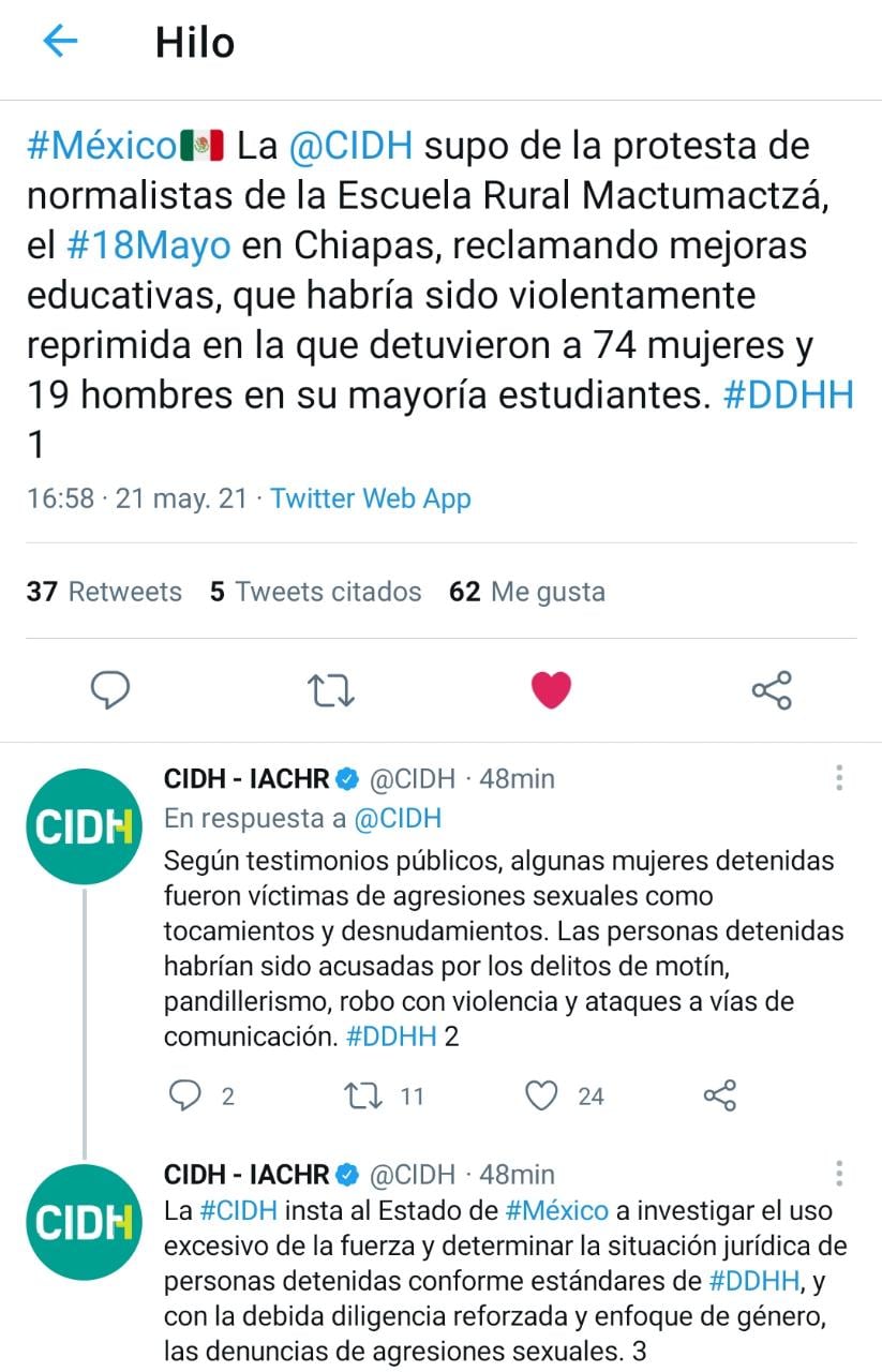 Pronunciamiento de la CIDH