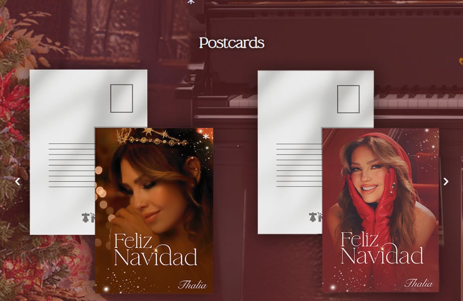 Productos navideños de Thalía en si página web