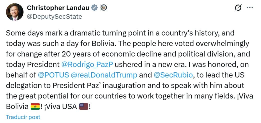 Estados Unidos y Bolivia retoman relaciones tras 17 años