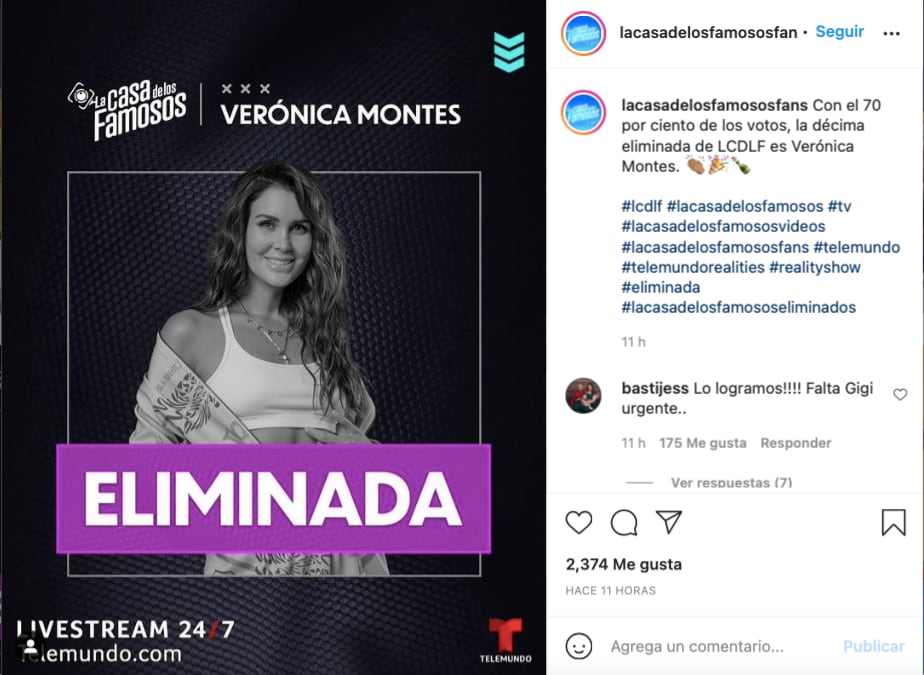 Verónica Montes eliminada de La casada los famosos