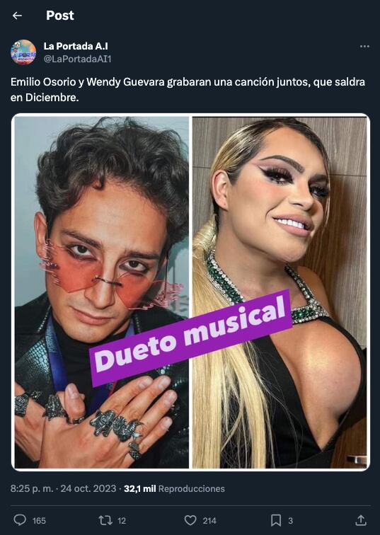 Wendy Guevara grabó un dueto con Emilio Osorio; la nueva colaboración sale en diciembre
