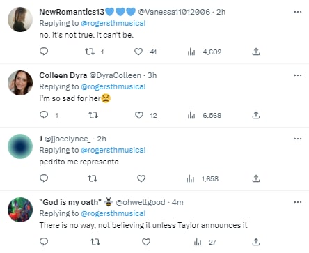 Reacciones a la separación de Taylor Swift y Joe Alwyn