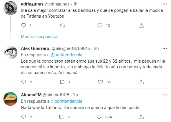Reacciones a los costos por contratar a Tatiana para una fiesta infantil