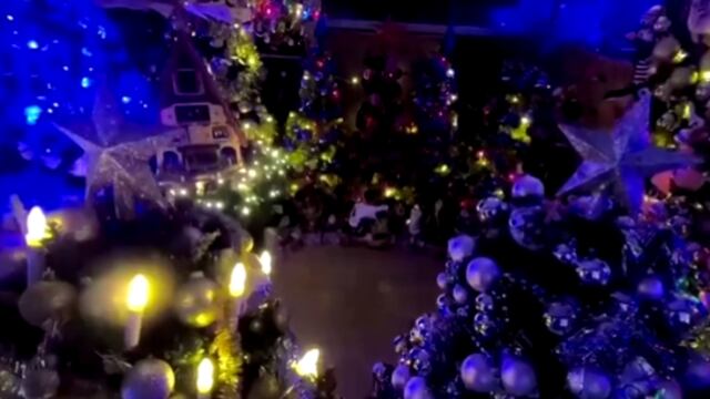 Casa donde se colocaron 444 árboles de Navidad