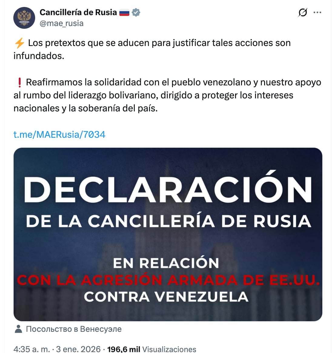 Rusia sobre la captura de Maduro