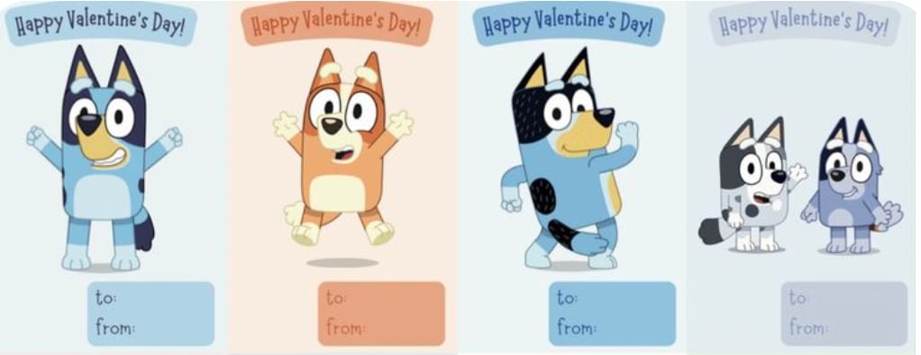 Toda la familia en las cartas de Bluey para San Valentín