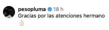 Peso Pluma agradece por sus tatuajes