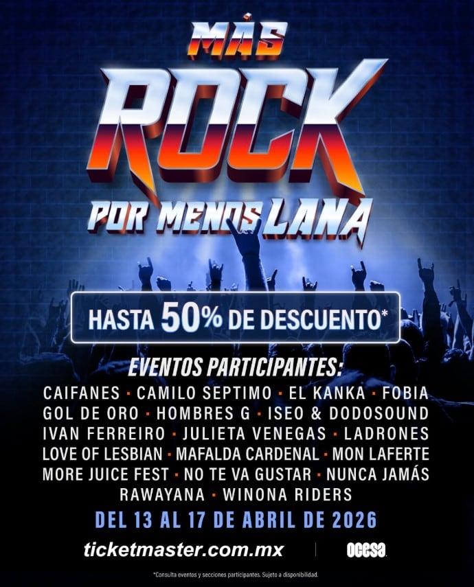 Conciertos al 50% en Ticketmaster y Ocesa: boletos con descuento