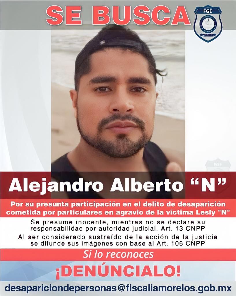 Fiscalía de Morelos busca a Alejandro Alberto Martínez Triana por delito de Desaparición cometida por Particulares