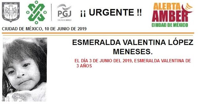 Esmeralda Valentina tiene 3 años de edad.