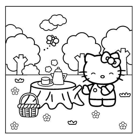 Dibujos de Hello Kitty con temática de primavera