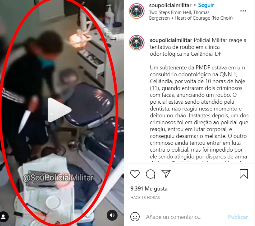 VIDEO un policía militar de Brasil evita asalto en consultorio dental