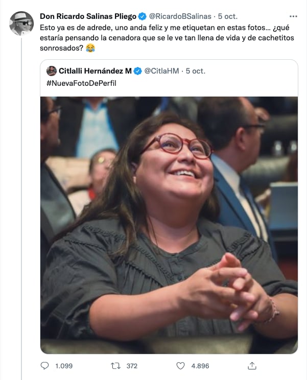 Ricardo Salinas ofende a Citlalli Hernández por no querer recocer su deuda en Twitter