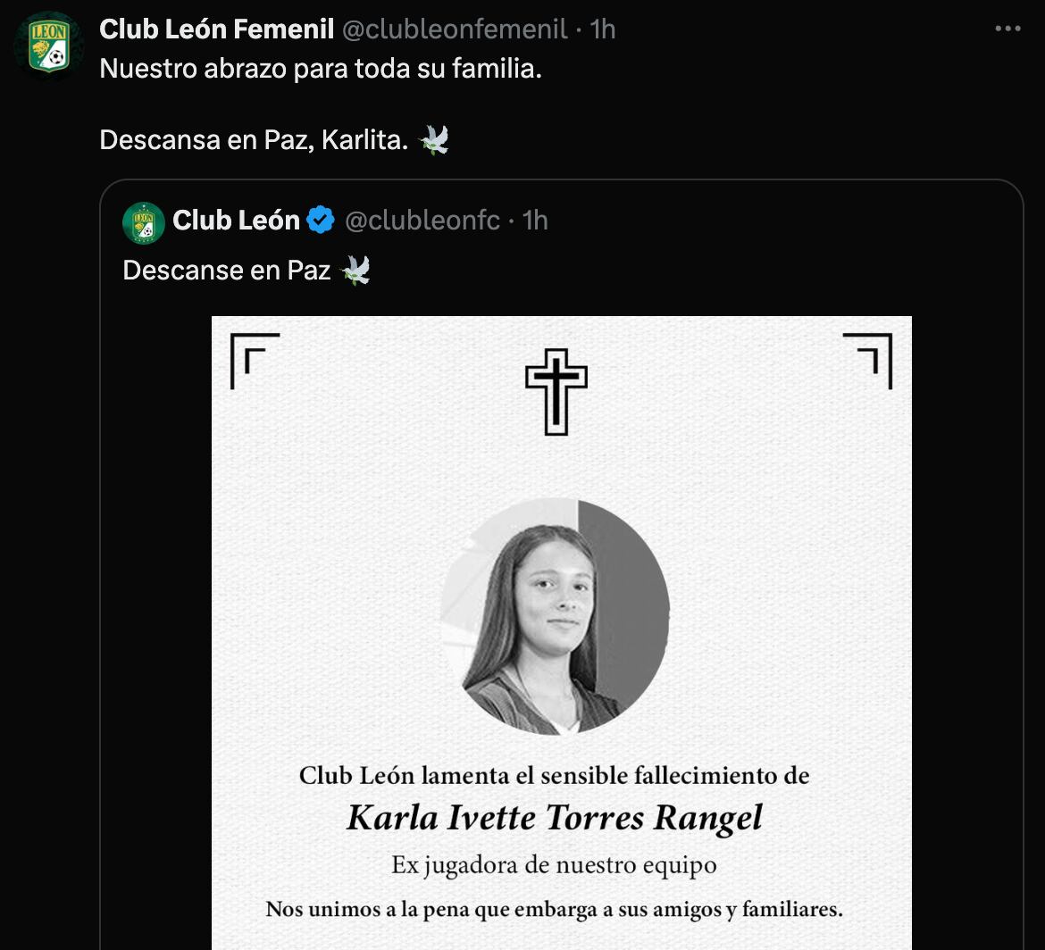 Muere Karla Ivette Torres, jugadora del Club León