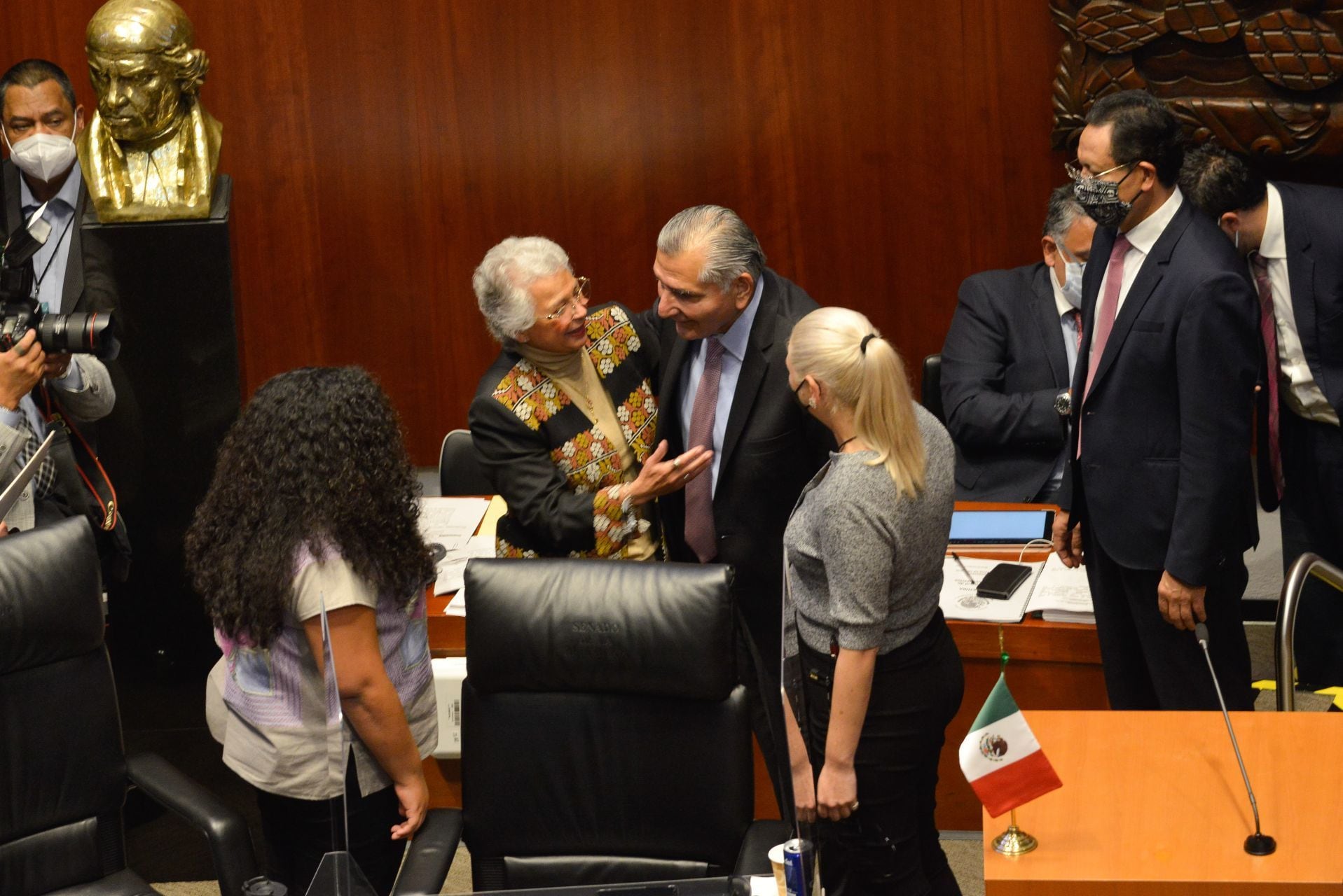 Adán Augusto López, secretario de Gobernación y Olaya Sánchez Cordero, presidenta de la Mesa Directiva del Senado/Cuartoscuro