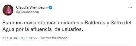 Claudia Sheinbaum informa envío de unidades por cierre del Metro Línea 1