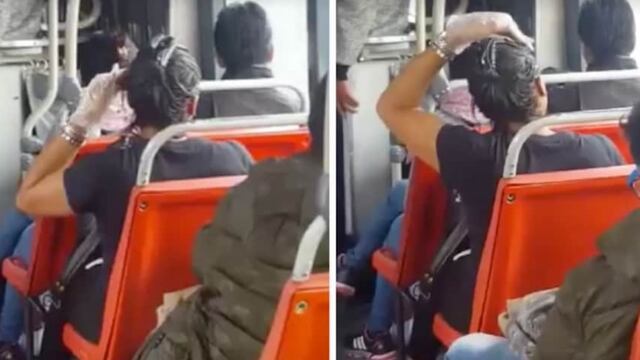 Se pinto el cabello en el micro.