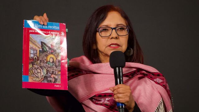 Leticia Ramírez Amaya, durante la presentación de los nuevos libros de la SEP en Palacio Nacional