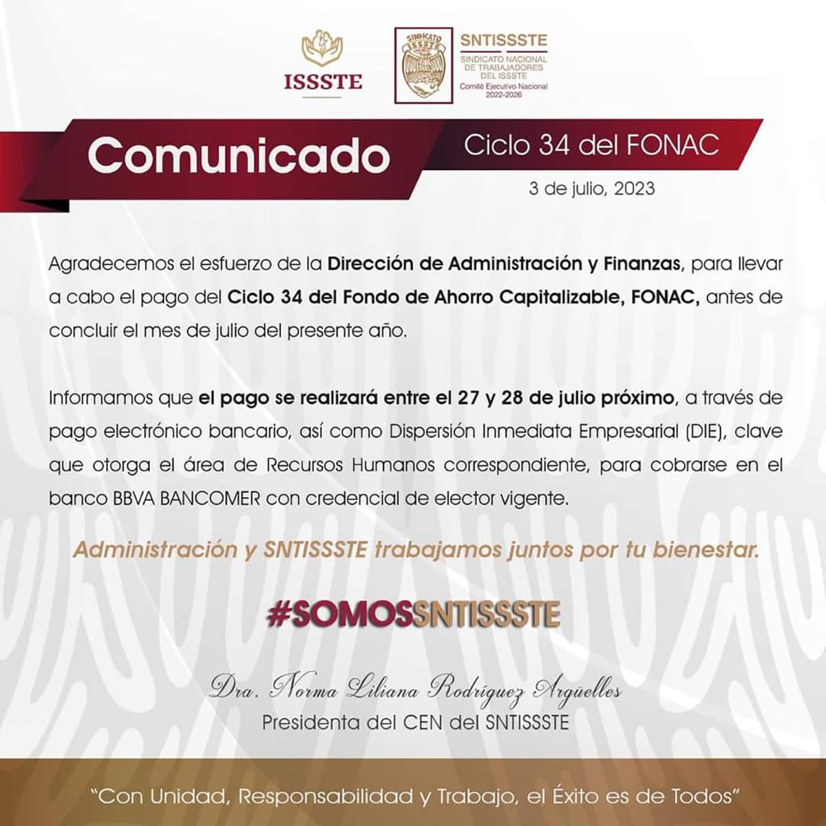 SNTISSSTE Comunicado FONAC