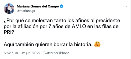 críticas a Mariana Gómez del Campo/captura de pantalla de Twitter