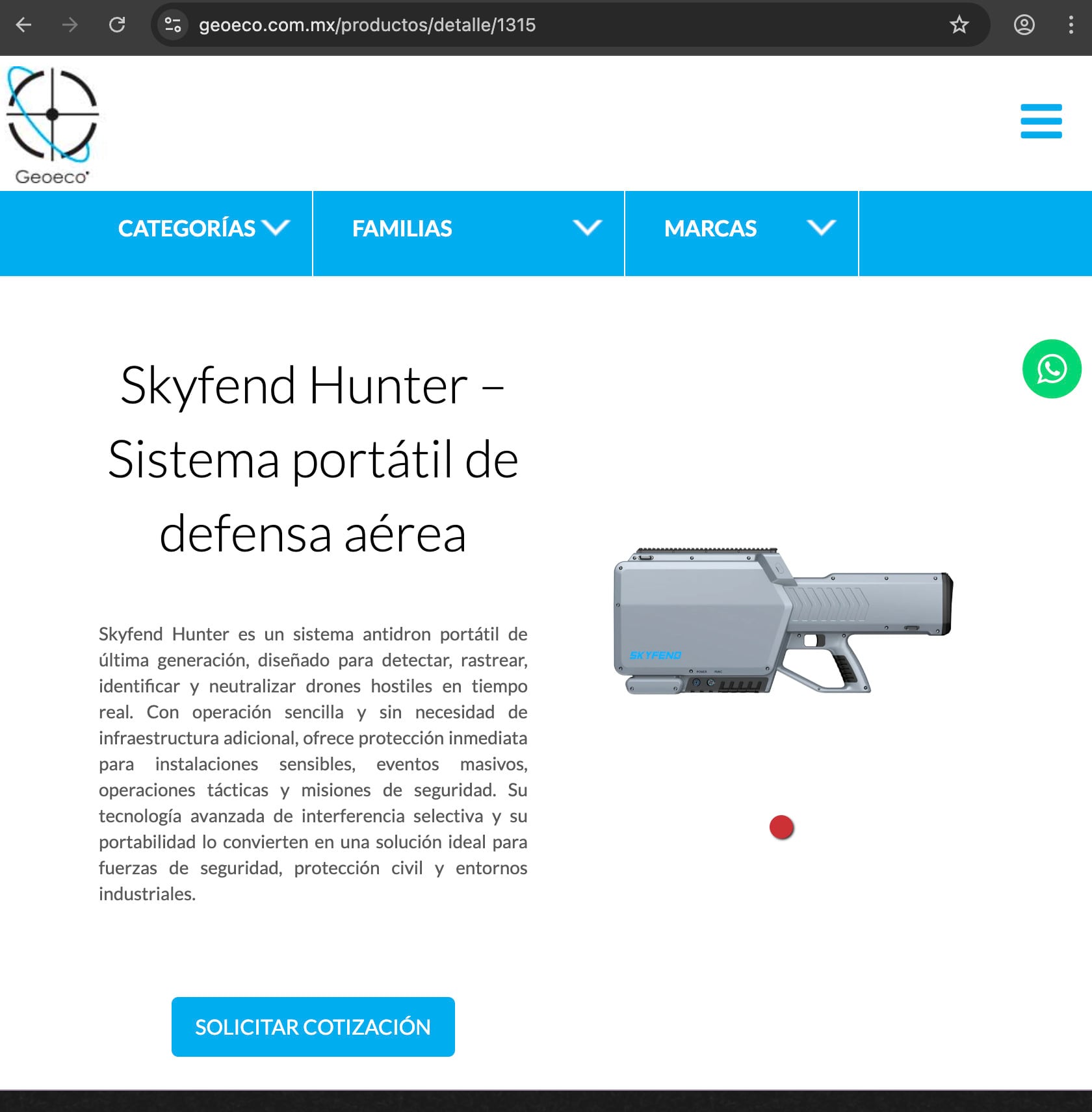 Sitios en internet ofrecen la SkyFend Hunter anti drones