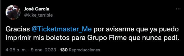 Usuarios se quejan de que les llegó confirmación de compra de boletos de Grupo Firme