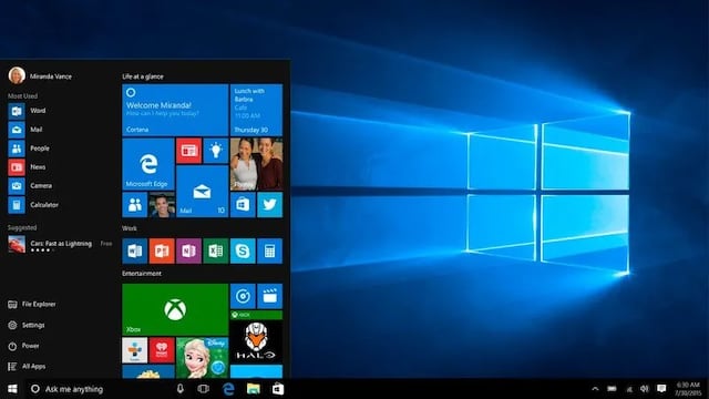 Pantalla de Windows 10