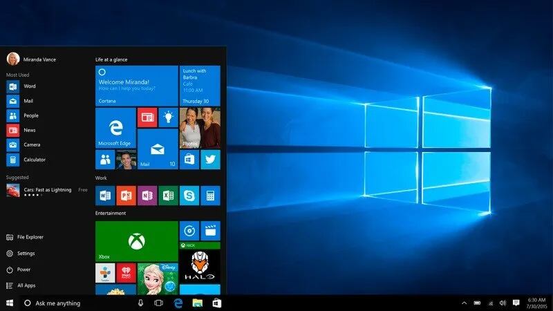 Pantalla de Windows 10
