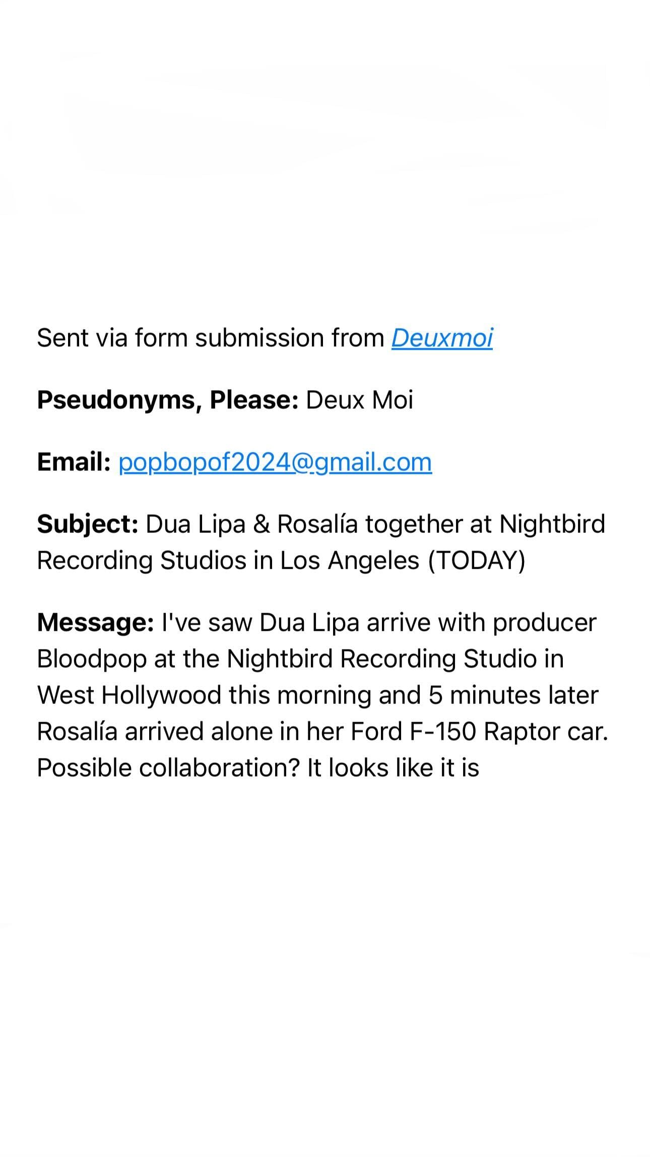 ¿Nueva canción de Dua Lipa con Rosalía? Una foto emociona a sus fans