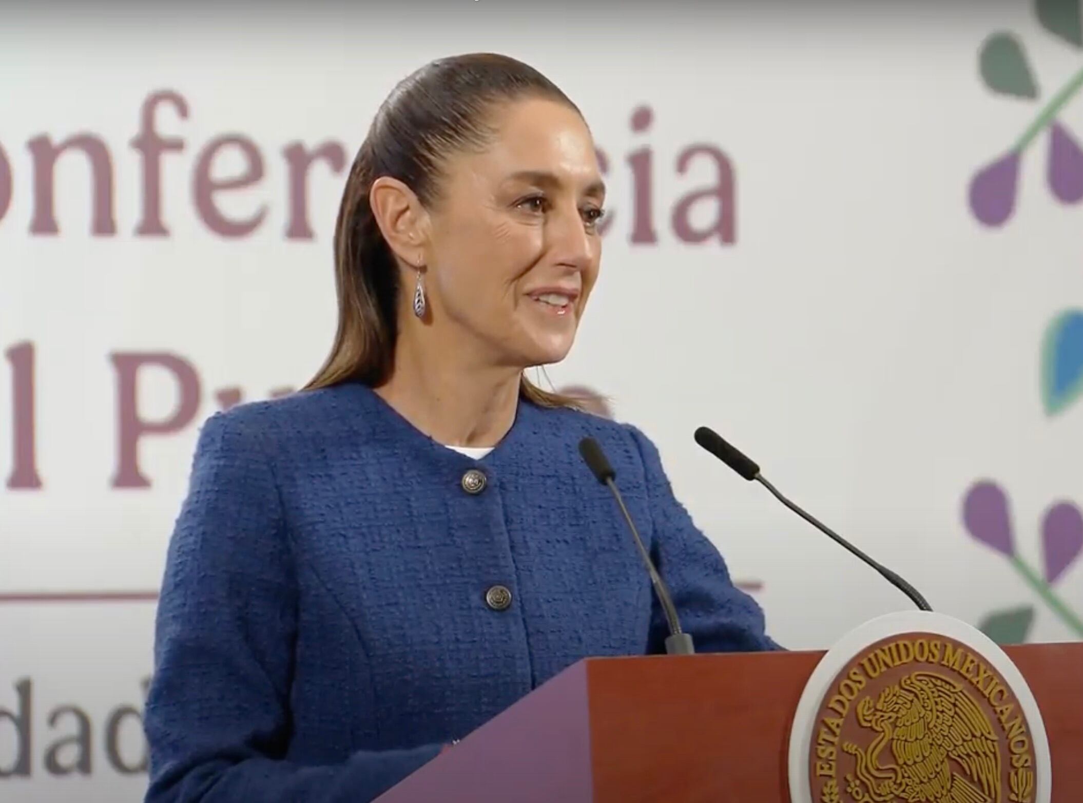 Claudia Sheinbaum, presidenta de México, durante conferencia matutina en Palacio Nacional