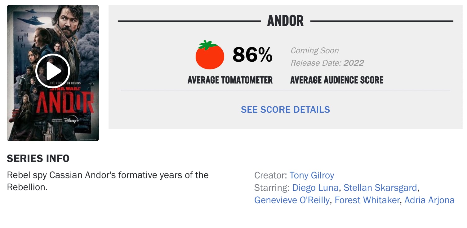 Andor en Rotten Tomatoes