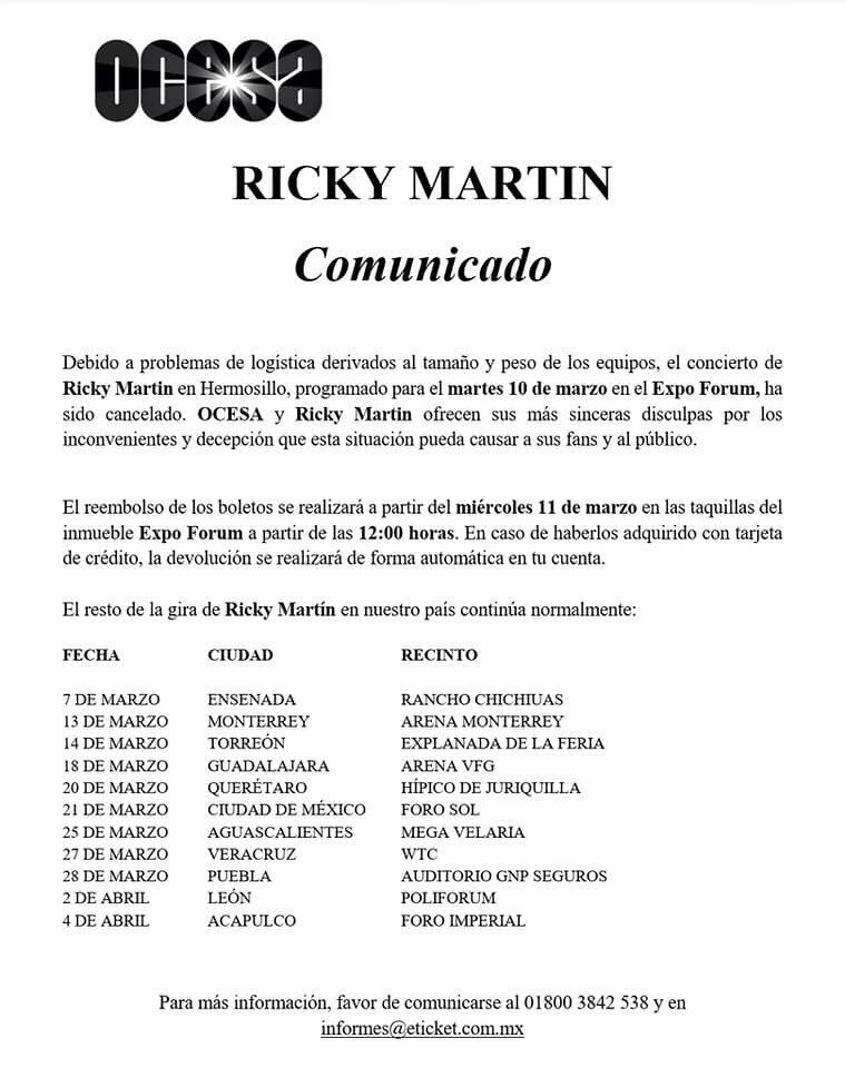 Comunicado OCESA