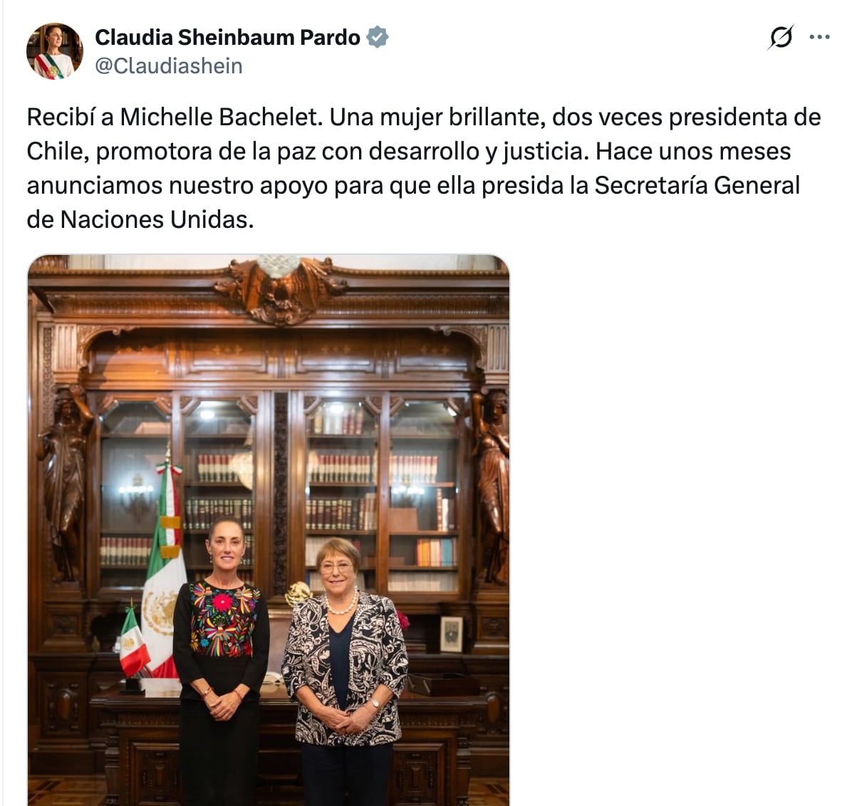 Claudia Sheinbaum se reúne con Michelle Bachelet