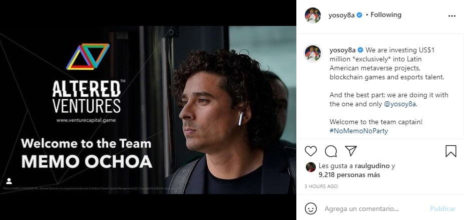 Memo Ochoa invierte en videojuegos