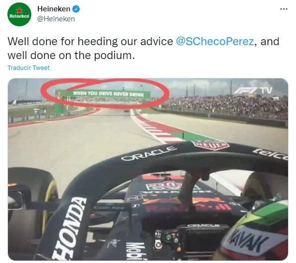 Heineken felicita a Sergio Pérez