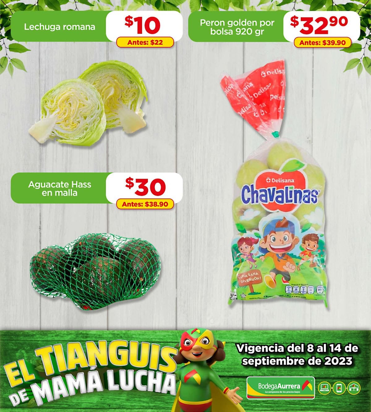 Tianguis Bodega Aurrerá frutas y verduras al 14 de septiembre: Folleto