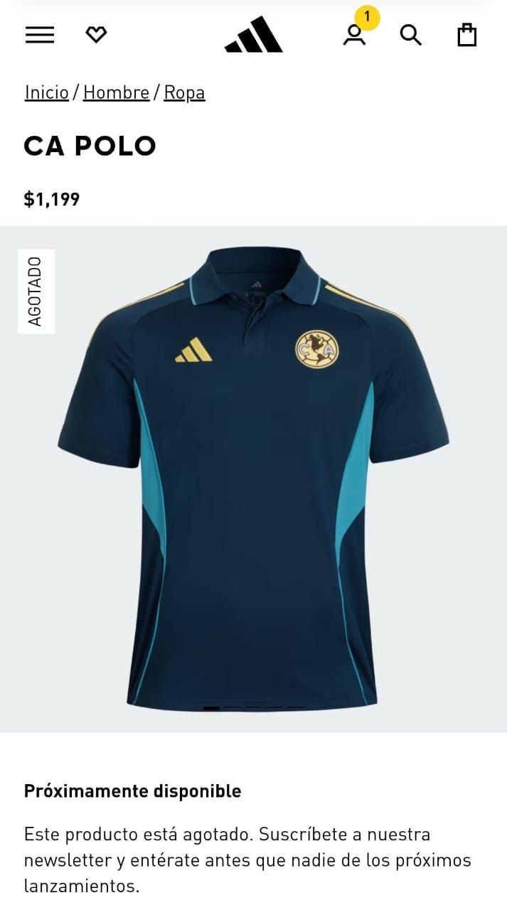 Adidas ya vende indumentaria del América.