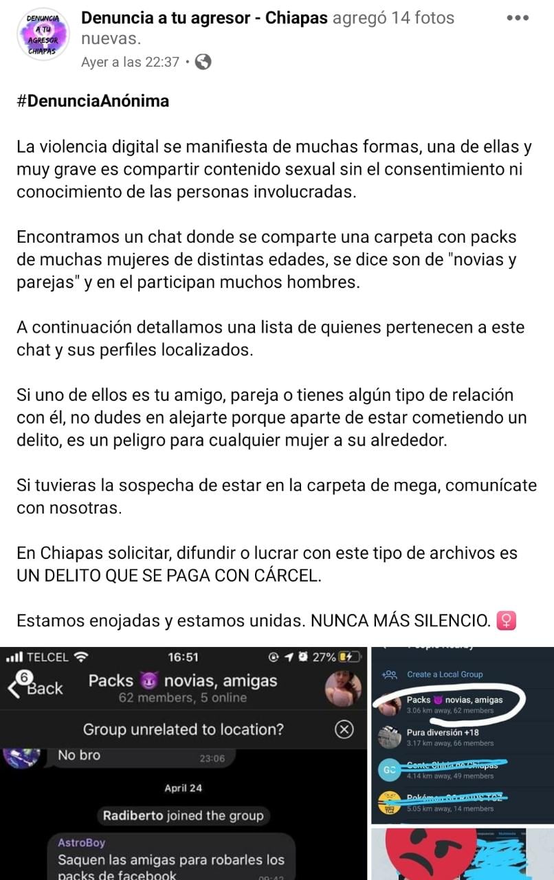 Denuncia en Facebook.