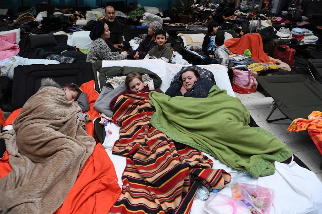 Refugiados en la frontera de Ucrania con Polonia