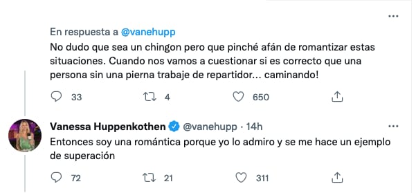 Critican a Vanessa Huppenkothen por romantizar la precariedad laboral.