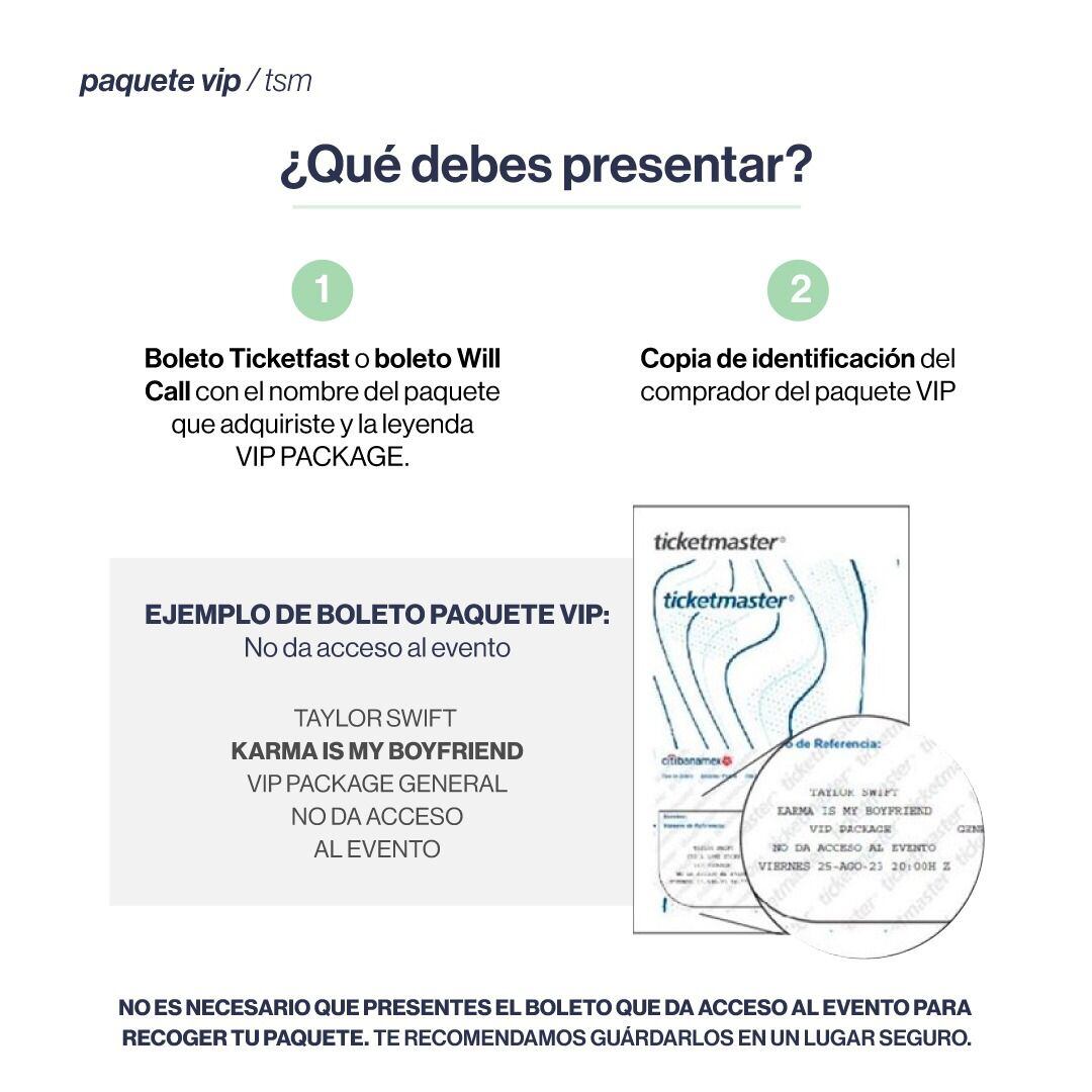 Detalles paquete VIP de Taylor Swift