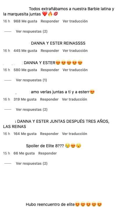 Usuarios de Élite enloquecen por el reencuentro de Danna Paola con Ester Expósito.