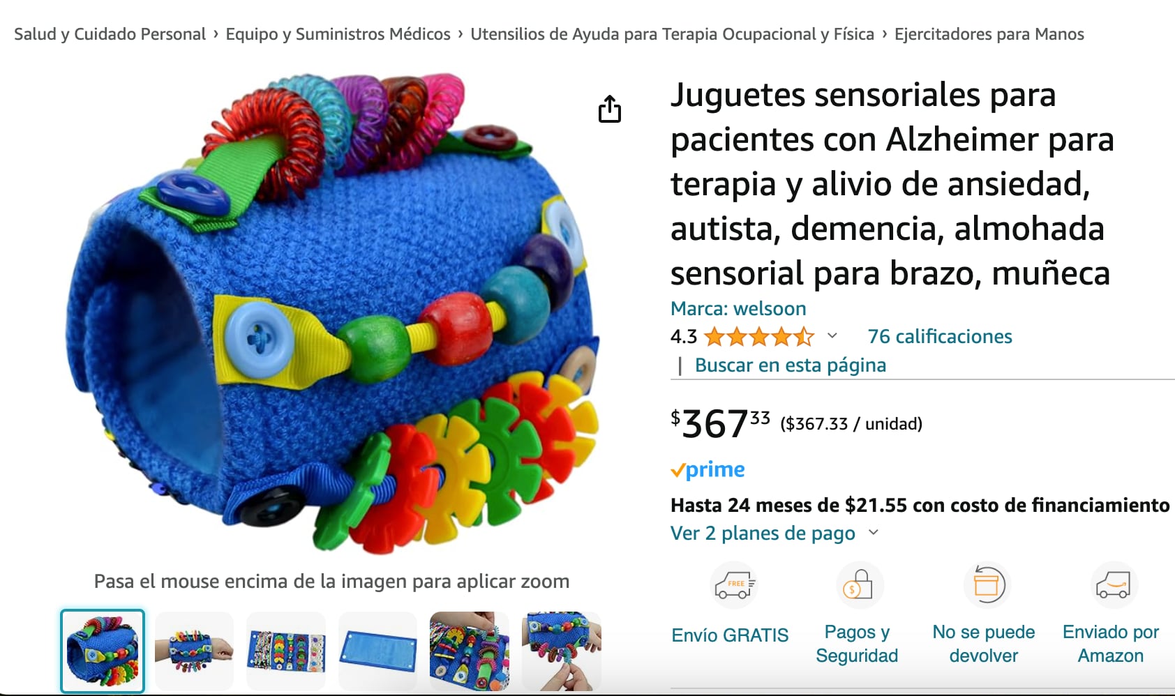 Juguetes sensoriales para Alzheimer