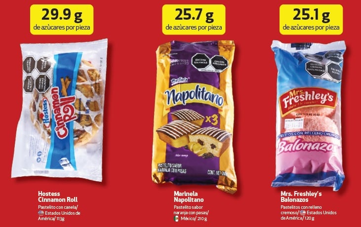 Pastelitos con altos niveles de azúcar