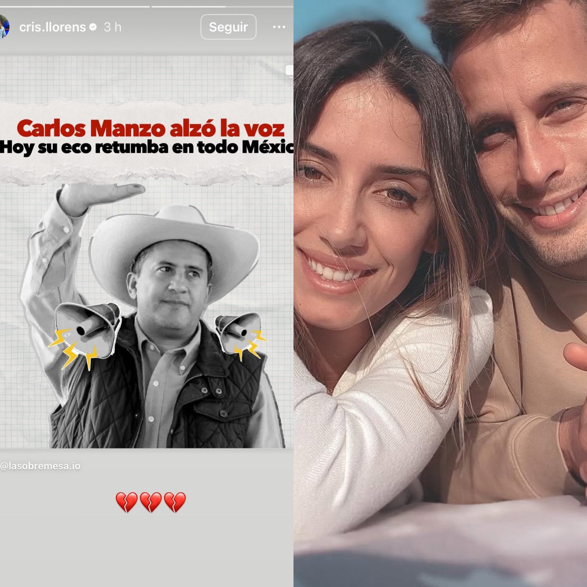 Cristina Llorens, esposa de Sergio Canales, lamentó el asesinato de Carlos Manzo
