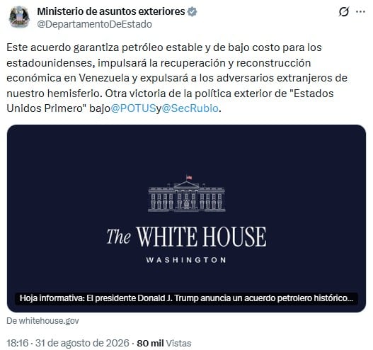Casa Blanca revela detalles del acuerdo petrolero con Venezuela: 17 campos por 100 años