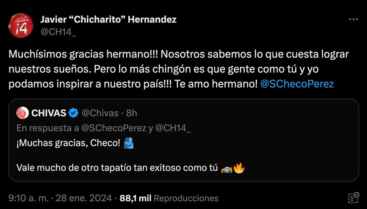 Chicharito le responde a Checo Perez