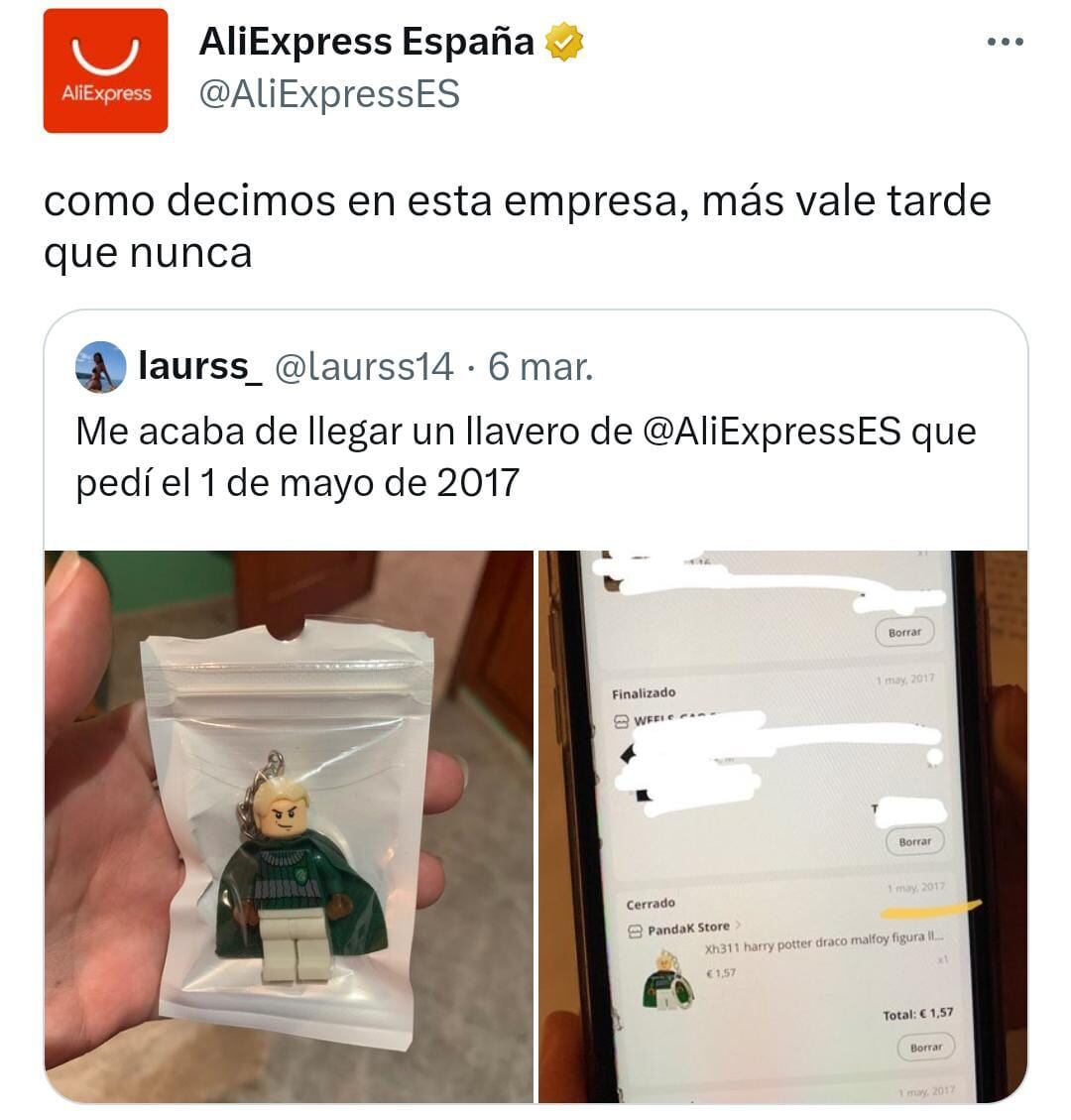 AliExpress entrega un pedido después de 6 años