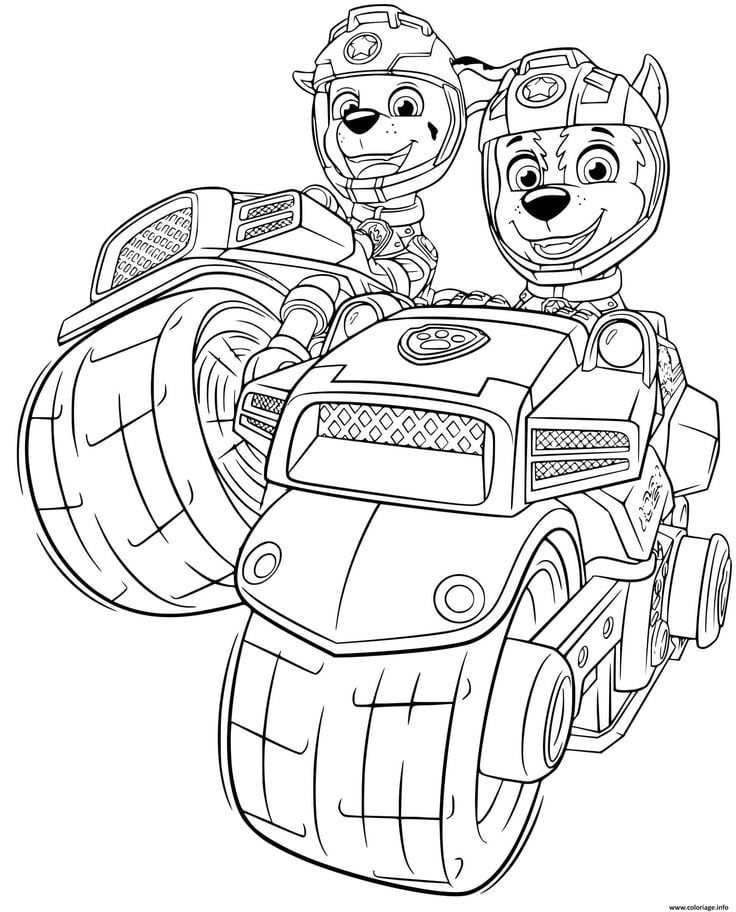 Dibujos de Chase y Marshall de Paw Patrol para colorear