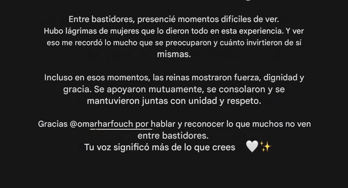 Miss Indonesia agradece a Omar Harfouch por hablar del fraude en Miss Universo 2025.